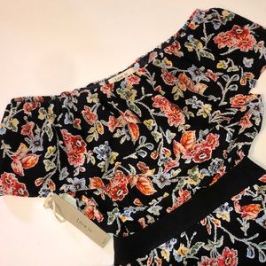 Off The Shoulder Flounce Ruffle Floral Midi Dress